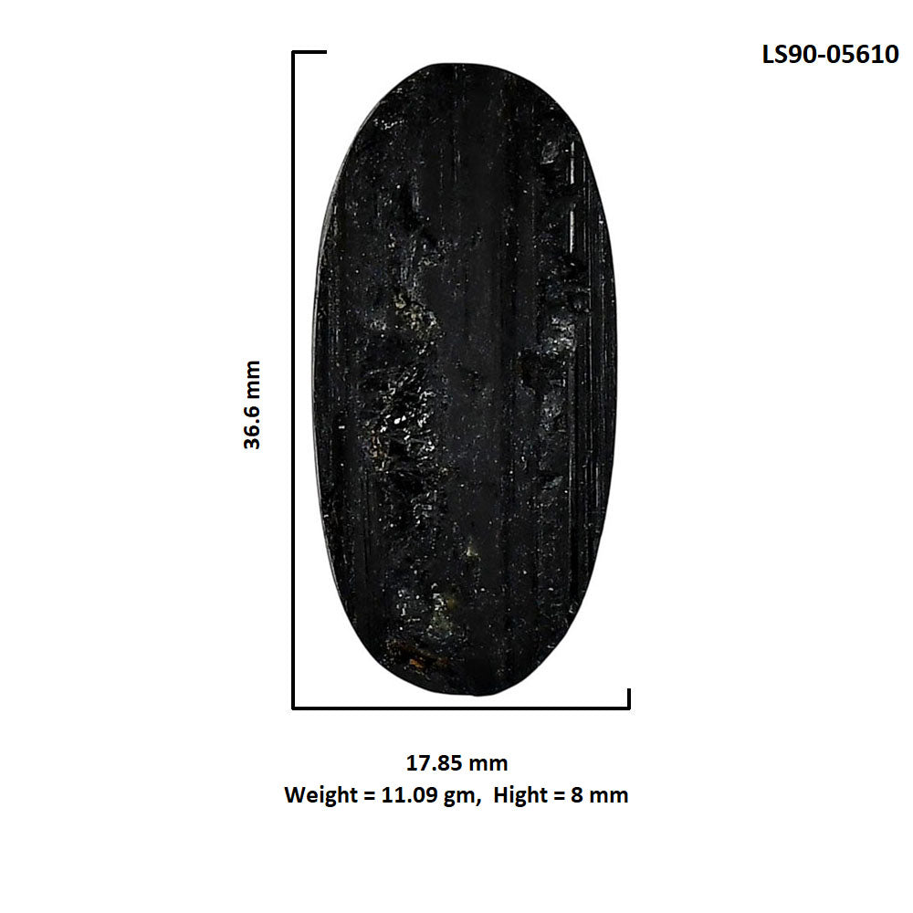 Black Tourmaline Rough 17.85x36.6x8 mm Oval Shape Polished Gemstone LS90-05610
