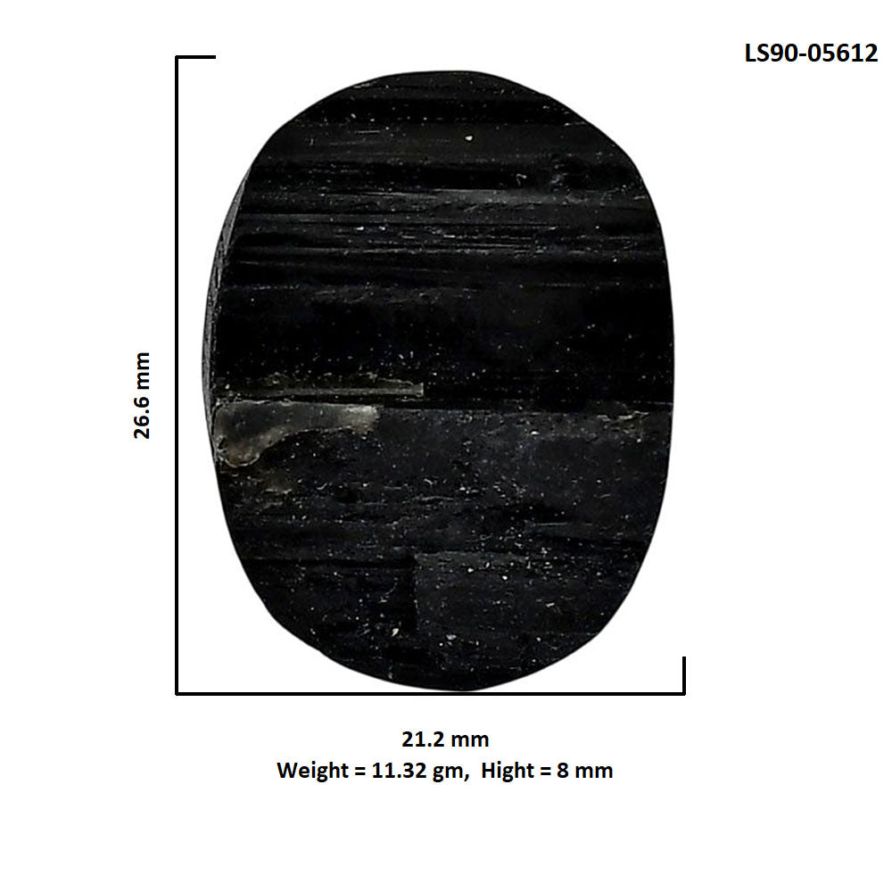 Black Tourmaline Rough 21.2x26.6x8 mm Oval Shape Polished Gemstone LS90-05612