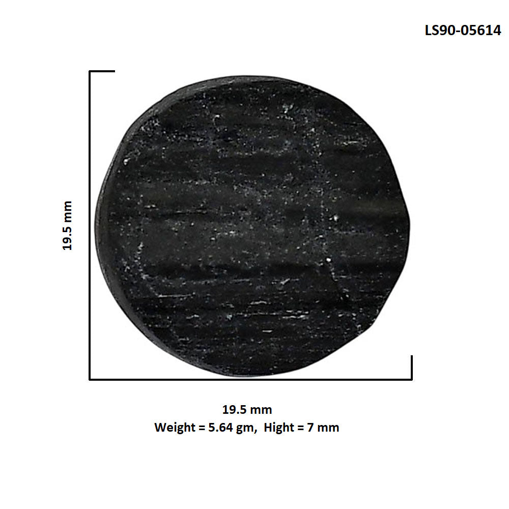 Black Tourmaline Rough 19.5x19.5x7 mm Round Shape Polished Gemstone LS90-05614