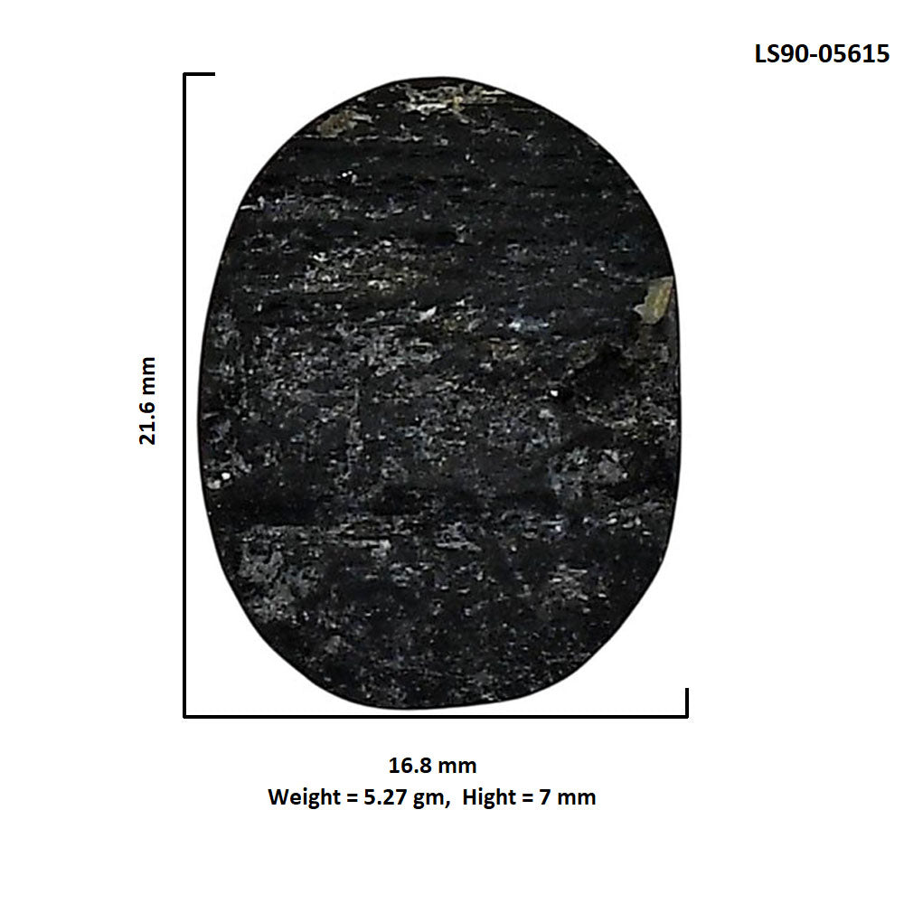 Black Tourmaline Rough 16.8x21.6x7 mm Oval Shape Polished Gemstone LS90-05615