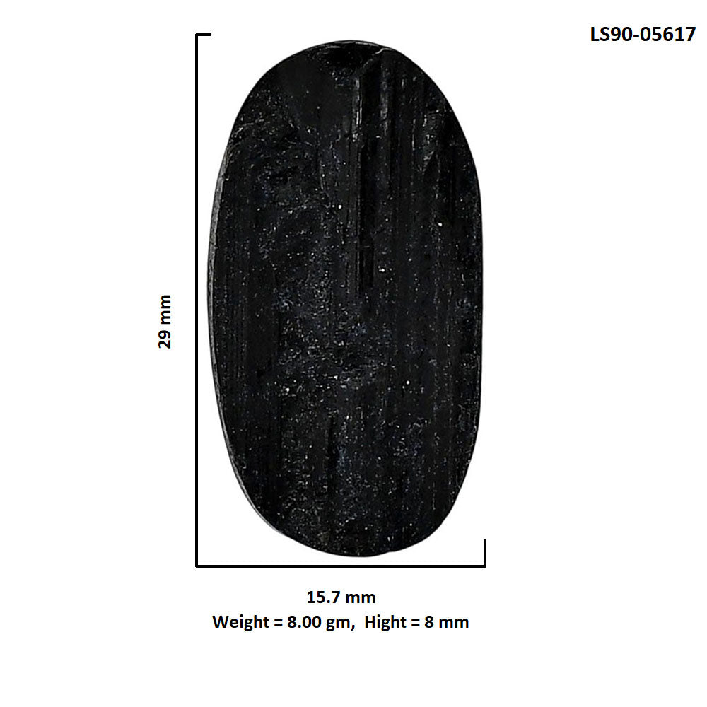 Black Tourmaline Rough 15.7x29x8 mm Oval Shape Polished Gemstone LS90-05617