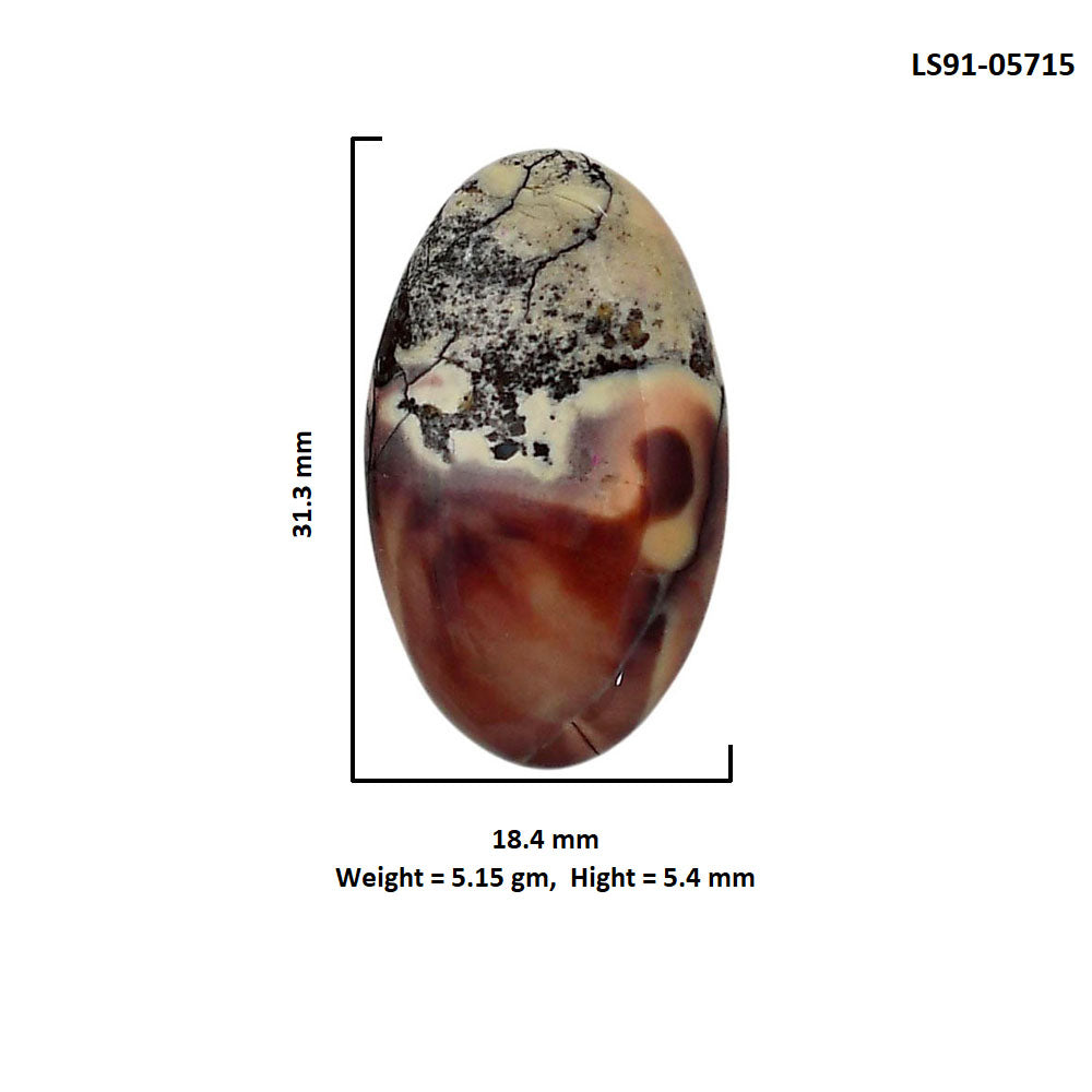 Porcelain Jasper 18.4x31.3x5.4 mm Oval Shape Polished Gemstone LS91-05715