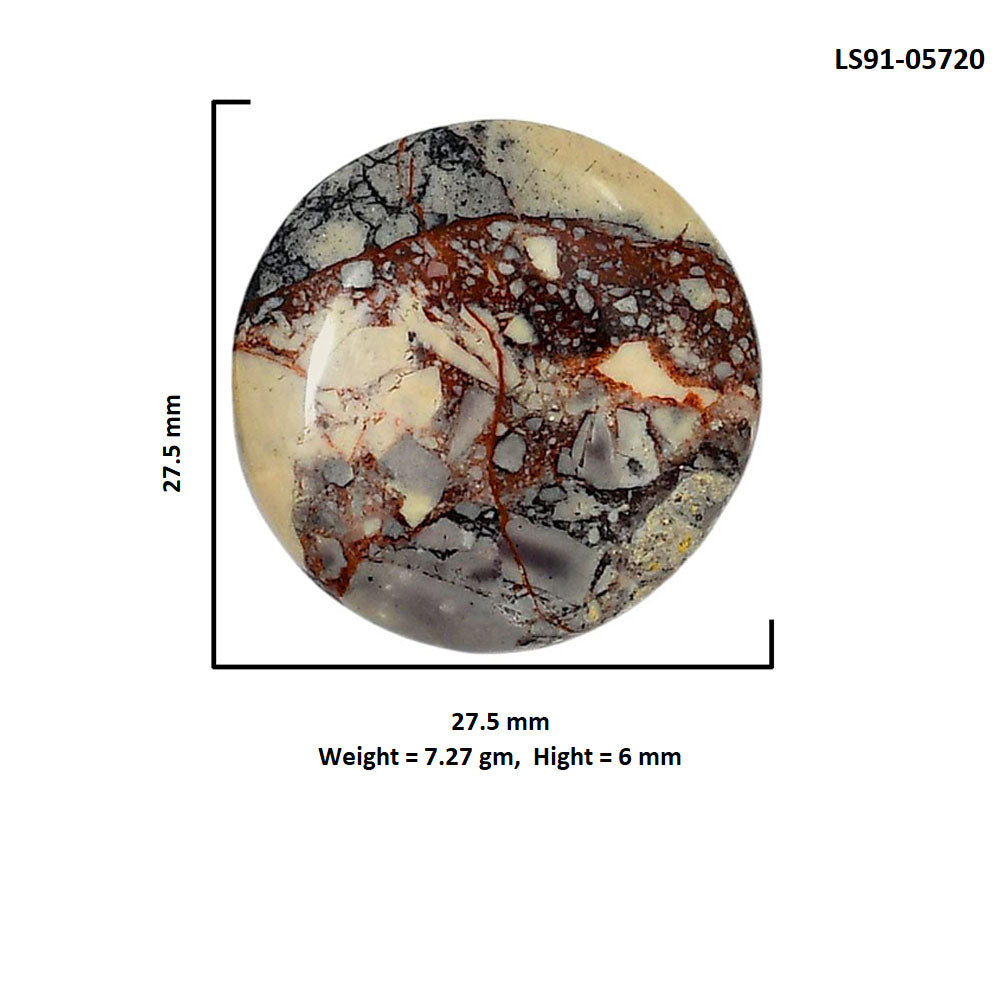 Porcelain Jasper 27.5x27.5x6 mm Round Shape Polished Gemstone LS91-05720