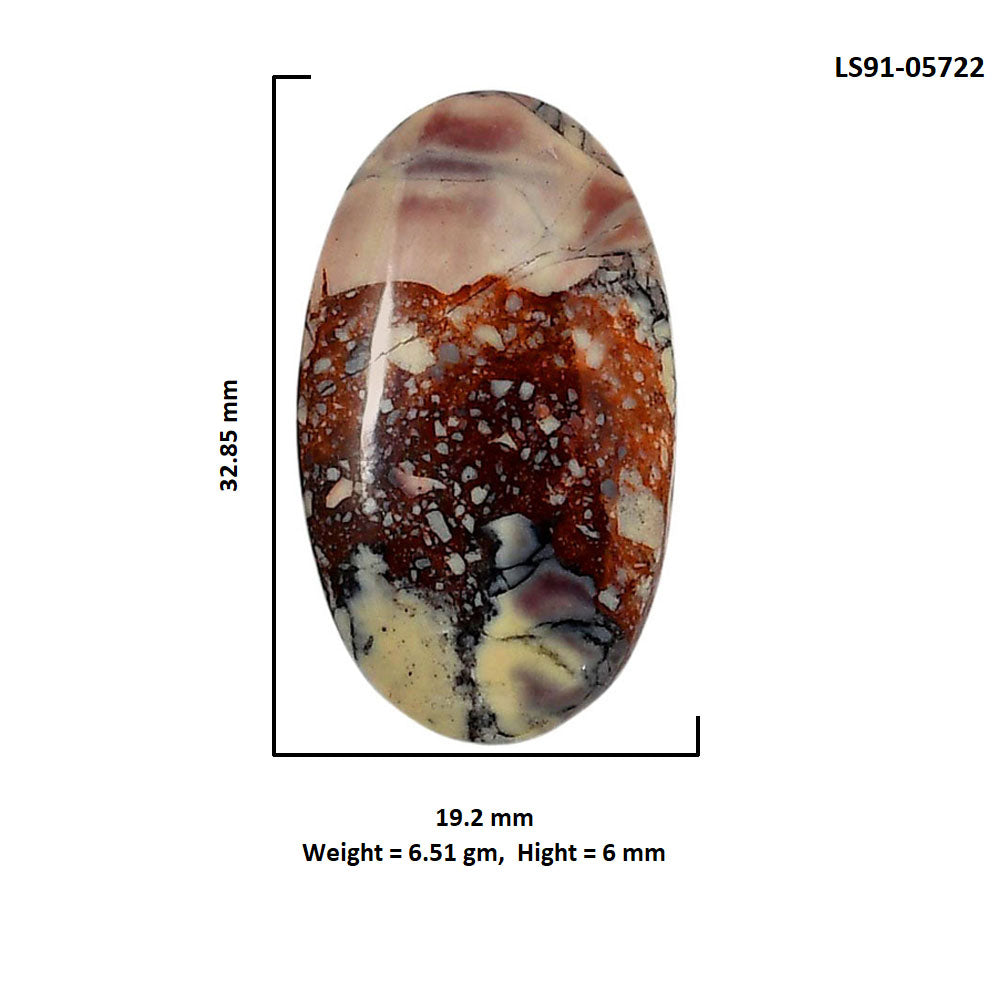 Porcelain Jasper 19.2x32.85x6 mm Oval Shape Polished Gemstone LS91-05722