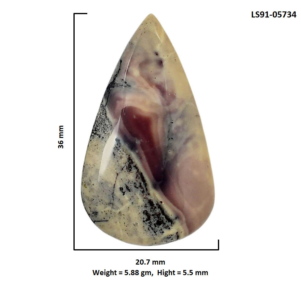 Porcelain Jasper 20.7x36x5.5 mm Pear Shape Polished Gemstone LS91-05734