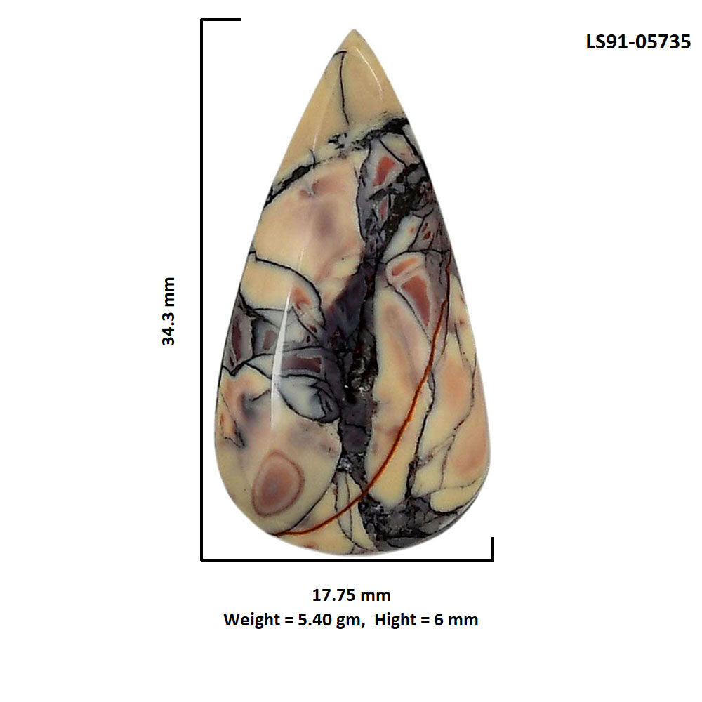 Porcelain Jasper 17.75x34.3x6 mm Pear Shape Polished Gemstone LS91-05735