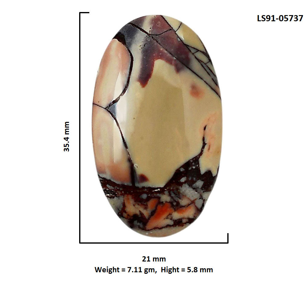 Porcelain Jasper 21x35.4x5.8 mm Oval Shape Polished Gemstone LS91-05737