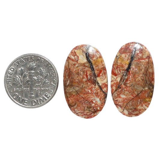 Porcelain Jasper Pair 4.2x24.1x3.8 mm Oval Shape Polished Gemstone LS91-07630