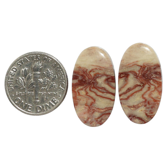 Porcelain Jasper Pair 12.2x22.4x4.5 mm Oval Shape Polished Gemstone LS91-07633