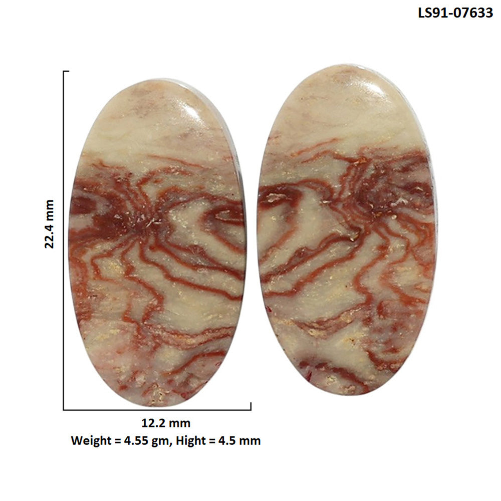 Porcelain Jasper Pair 12.2x22.4x4.5 mm Oval Shape Polished Gemstone LS91-07633