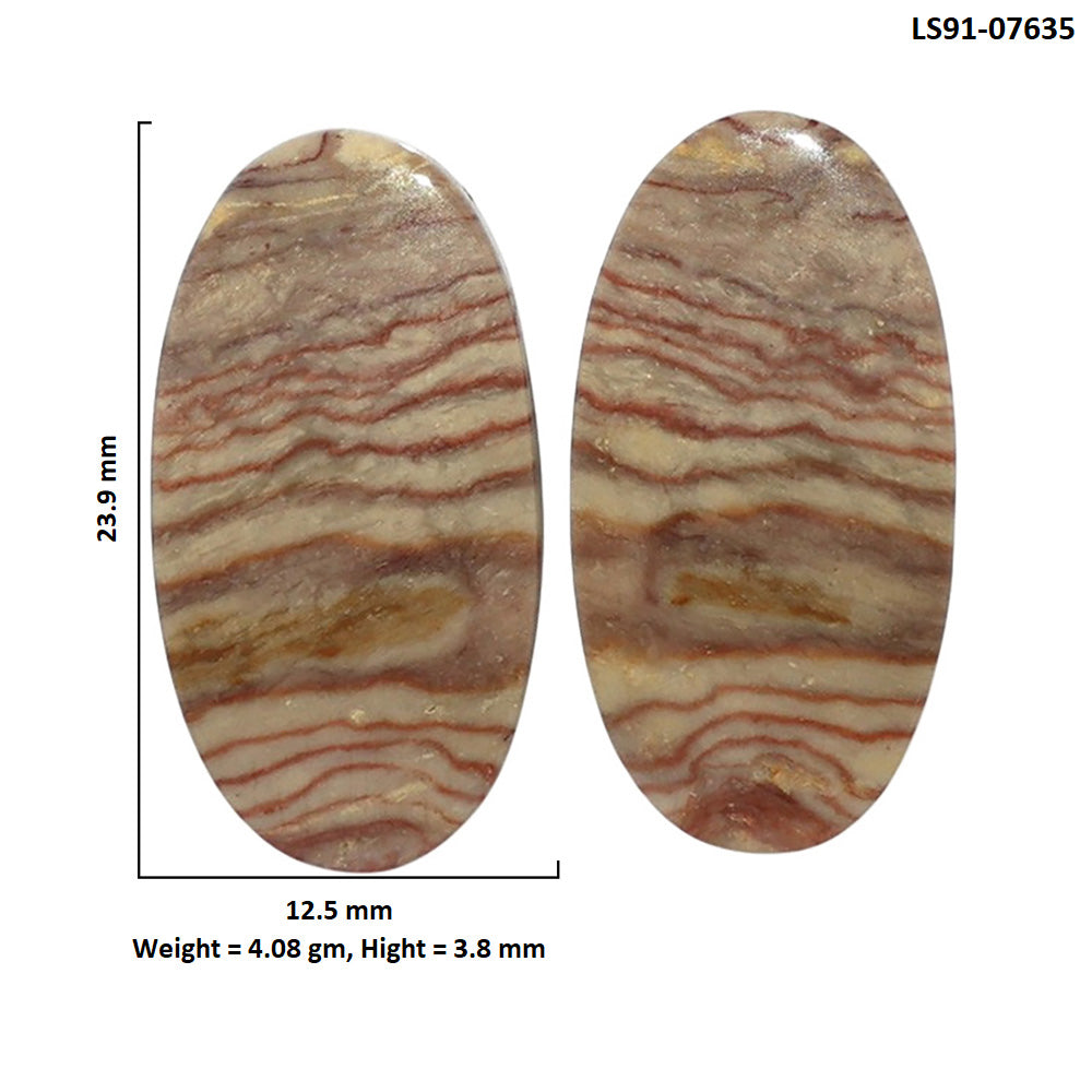 Porcelain Jasper Pair 12.5x23.9x3.8 mm Oval Shape Polished Gemstone LS91-07635