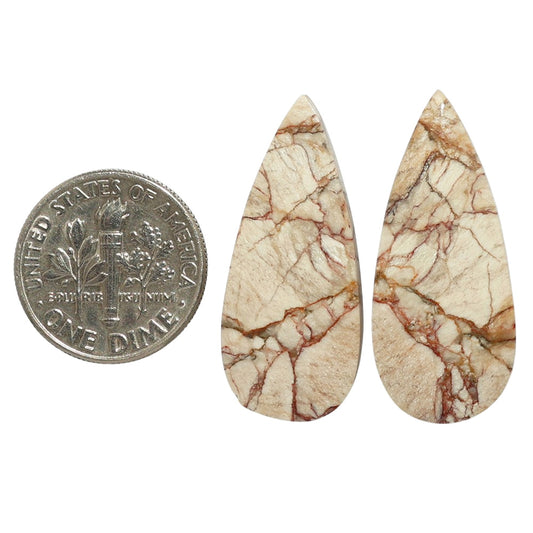 Porcelain Jasper Pair 13.1x30x3.8 mm Pear Shape Polished Gemstone LS91-07636