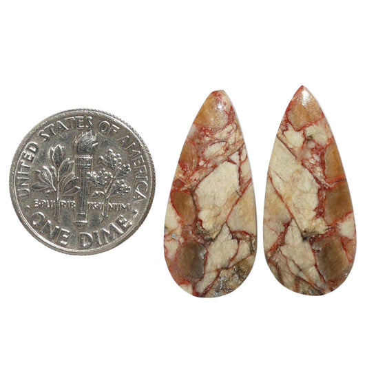 Porcelain Jasper Pair 11.1x25.15x4.5 mm Pear Shape Polished Gemstone LS91-07638