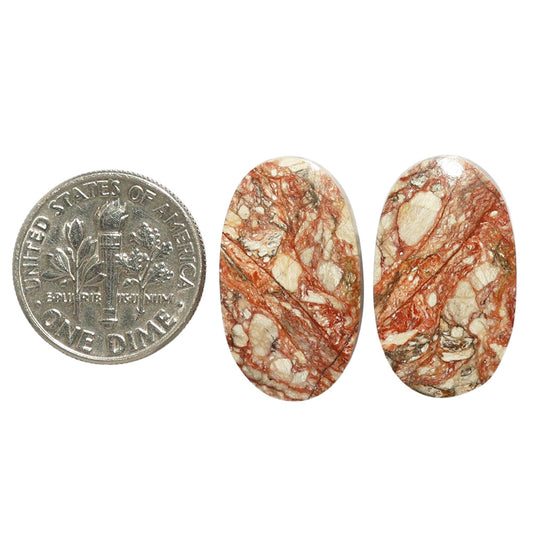 Porcelain Jasper Pair 13.2x22.1x4 mm Oval Shape Polished Gemstone LS91-07647