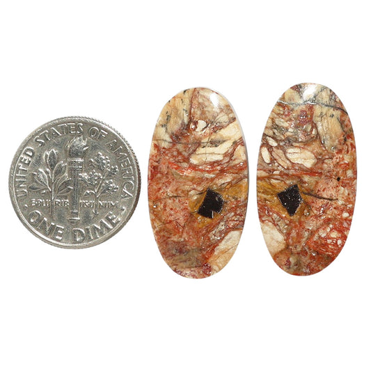 Porcelain Jasper Pair 13.5x25.5x4 mm Oval Shape Polished Gemstone LS91-07648