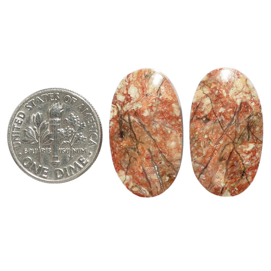 Porcelain Jasper Pair 13.8x23.9x4 mm Oval Shape Polished Gemstone LS91-07653