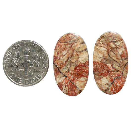 Porcelain Jasper Pair 13.6x24x4 mm Oval Shape Polished Gemstone LS91-07654