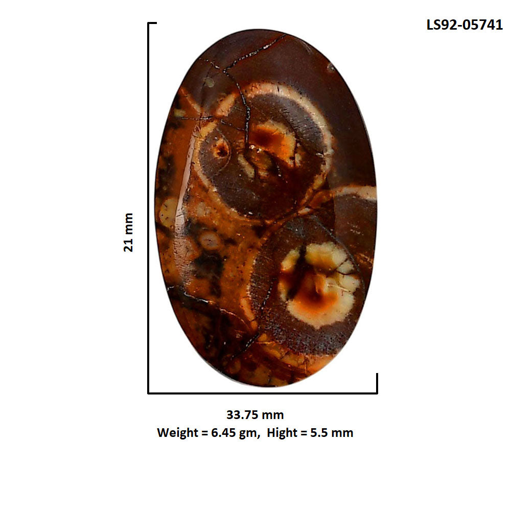 Mexican Bird Eye 33.75x21x5.5 mm Oval Shape Polished Gemstone LS92-05741