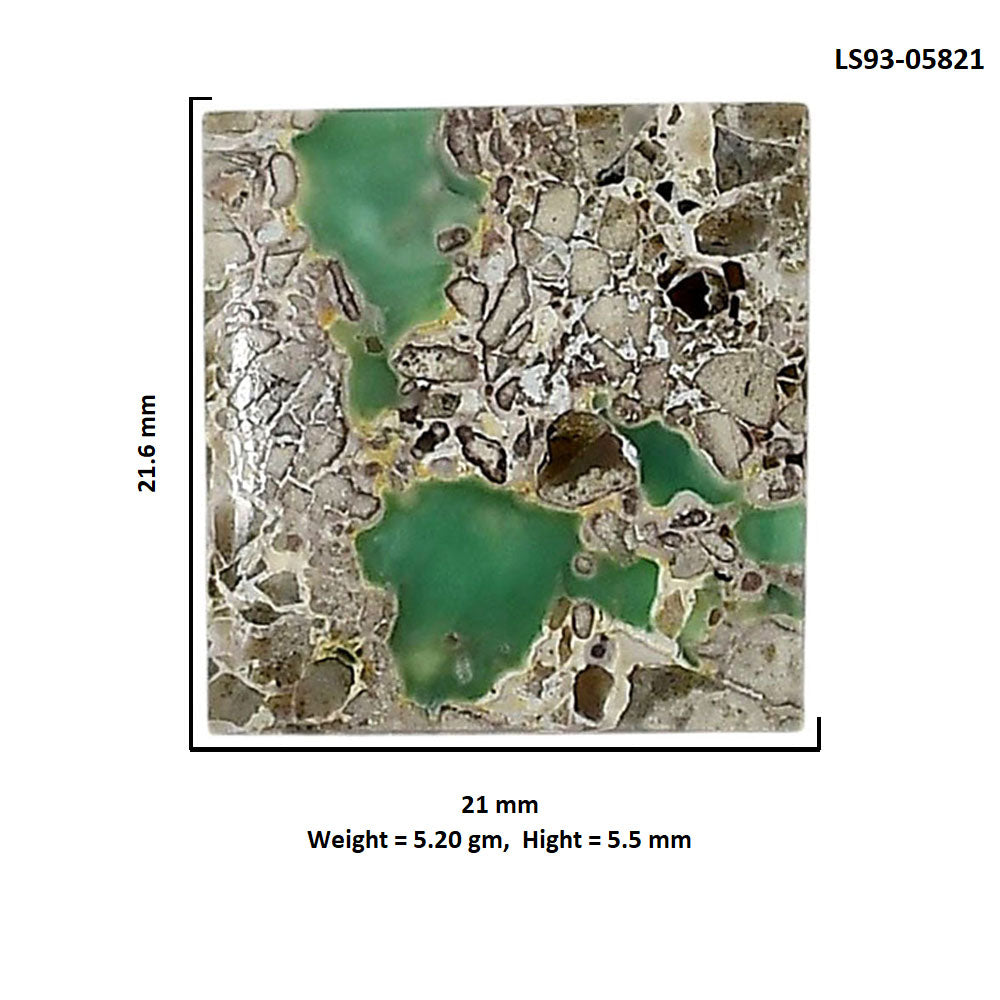 Utah Variscite 21x21.6x5.5 mm Baguette Shape Polished Gemstone LS93-05821
