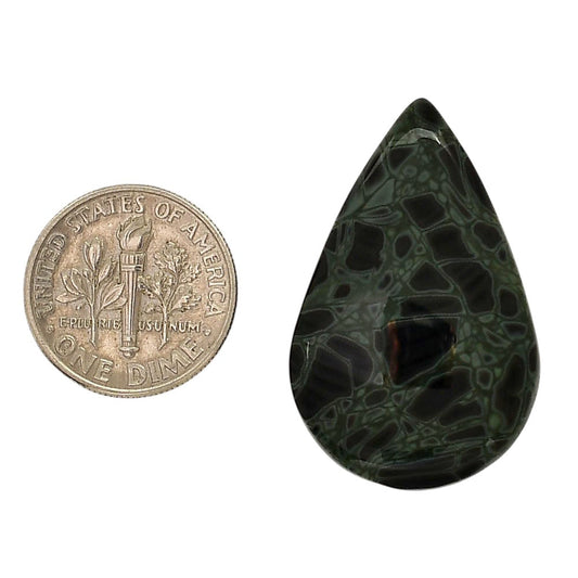 Spider Web Obsidian 20.85x32.7x5.5 mm Pear Shape Polished Gemstone LS94-05838