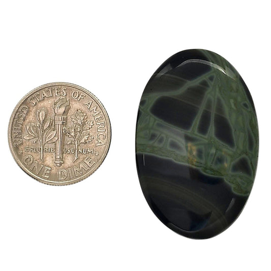 Spider Web Obsidian 21.4x32.7x5.5 mm Oval Shape Polished Gemstone LS94-05839