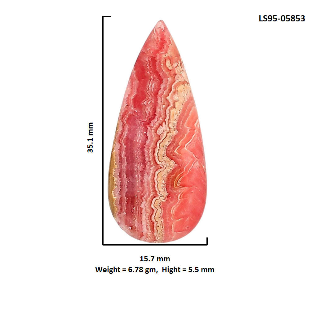 Rhodochrosite Argentina 15.7x35.1x5.5 mm Pear Shape Polished Gemstone LS95-05853
