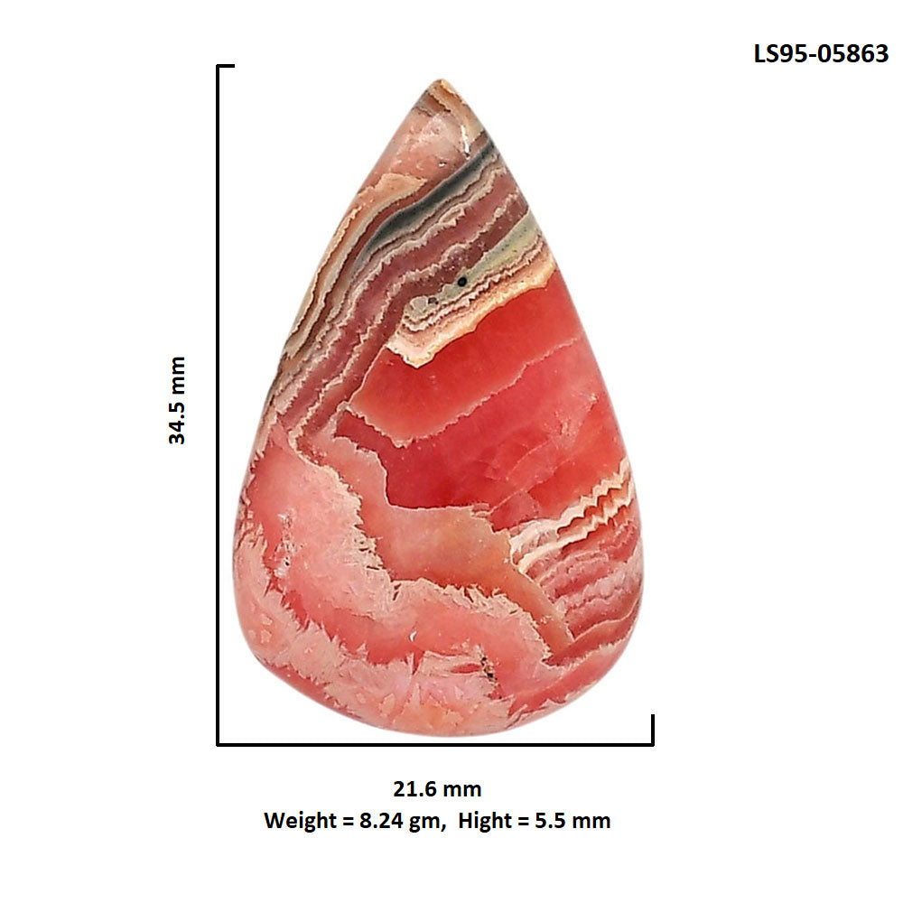 Rhodochrosite Argentina 21.6x34.5x5.5 mm Pear Shape Polished Gemstone LS95-05863