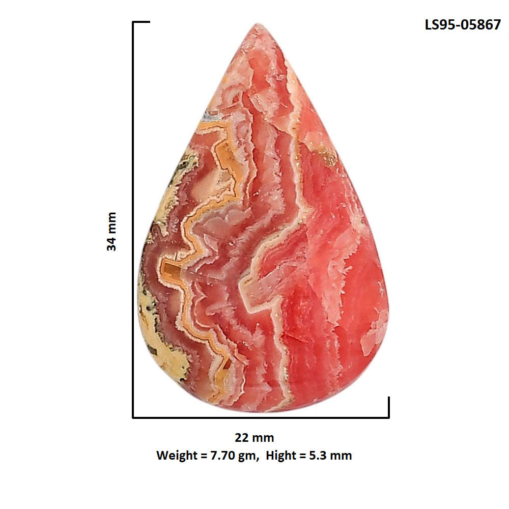 Rhodochrosite Argentina 22x34x5.3 mm Pear Shape Polished Gemstone LS95-05867