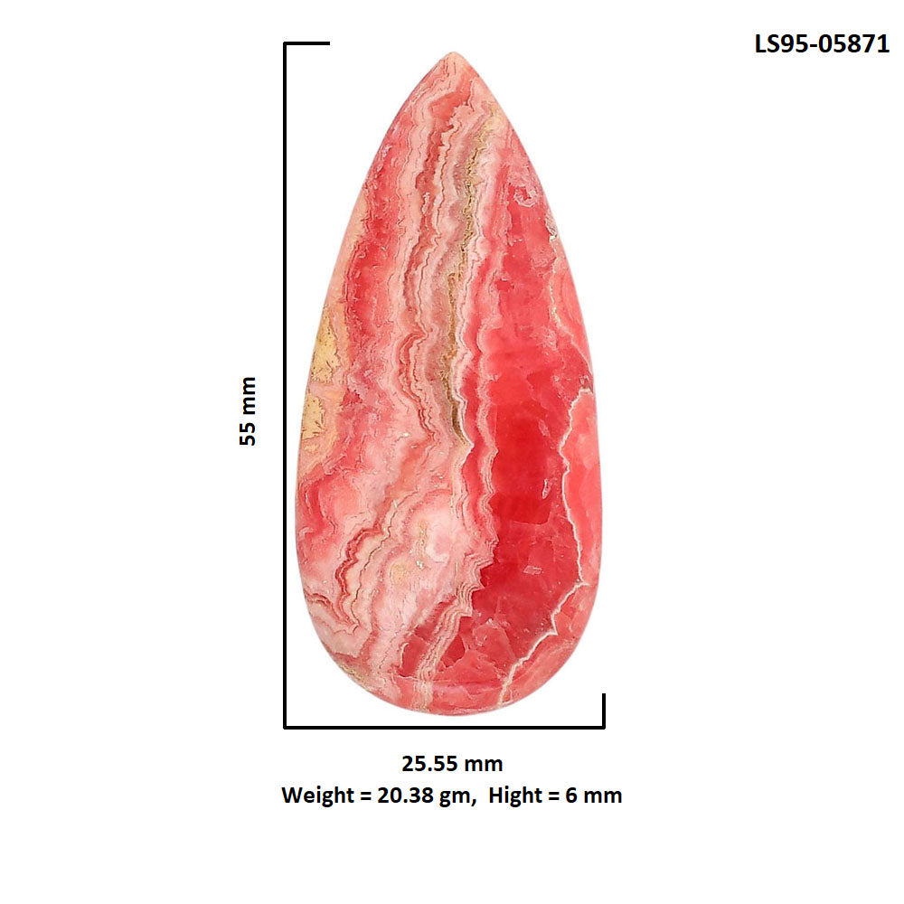 Rhodochrosite Argentina 25.55x55x6 mm Pear Shape Polished Gemstone LS95-05871