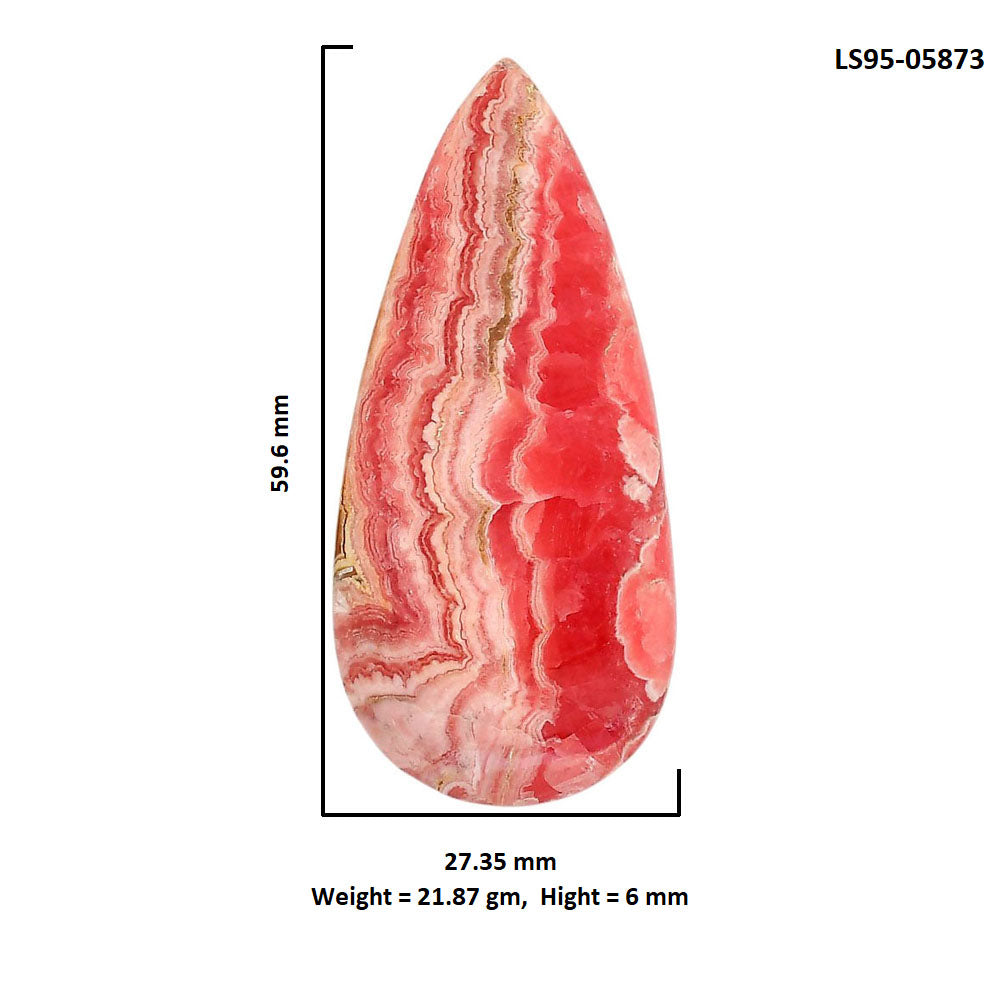 Rhodochrosite Argentina 27.35x59.6x6 mm Pear Shape Polished Gemstone LS95-05873