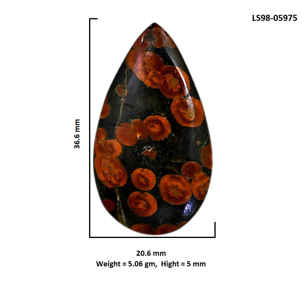 Peanut Obsidian 20.6x36.6x5 mm Pear Shape Polished Gemstone LS98-05975