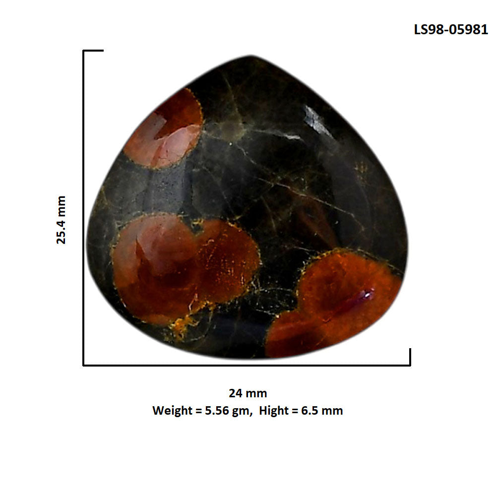Peanut Obsidian 24x25.4x6.5 mm Heart Shape Polished Gemstone LS98-05981