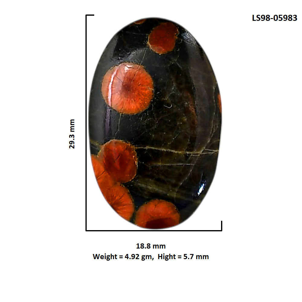 Peanut Obsidian 18.8x29.3x5.7 mm Oval Shape Polished Gemstone LS98-05983
