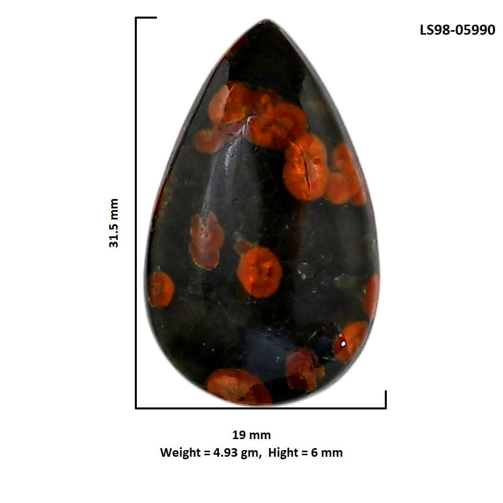 Peanut Obsidian 19x31.5x6 mm Pear Shape Polished Gemstone LS98-05990