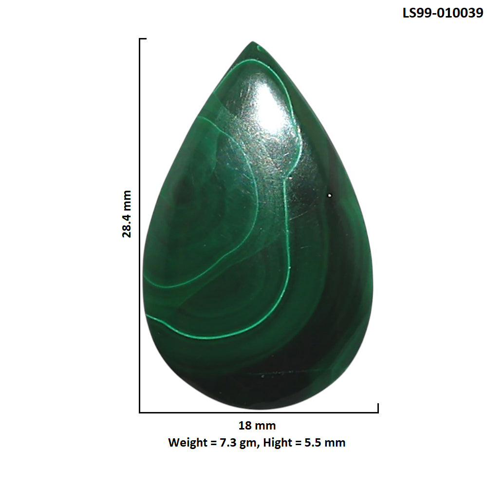 Natural Malachite Eye 18x28.4x5.5 mm Pear Shape Polished Gemstone LS99-010039