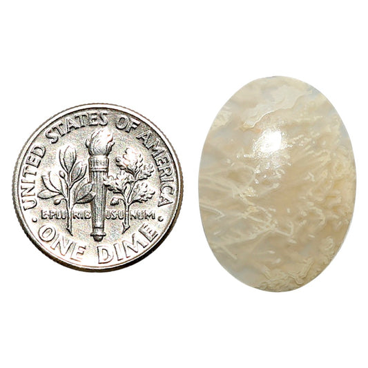 Natural White Scolecite Sphere 16.6x22.7x5 mm Oval Shape Polished Gemstone LS99-010063
