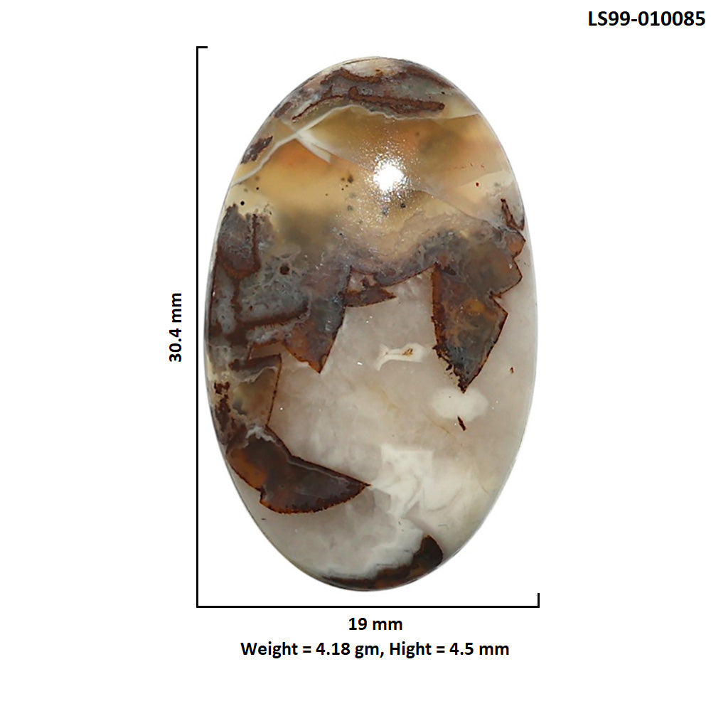 Natural Tube Agate 19x30.4x4.5 mm Oval Shape Polished Gemstone LS99-010085