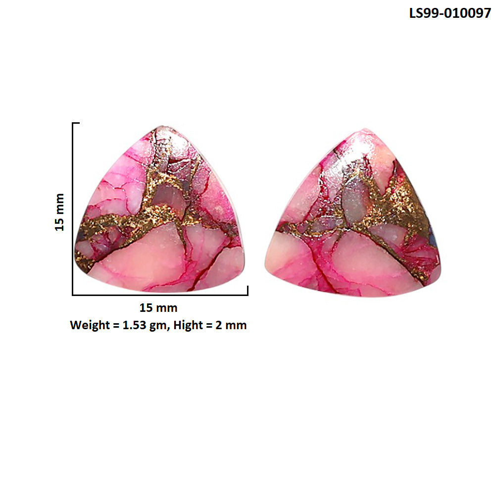 Natural Kingman Pink Dahlia Turquoise 15x15x2 mm Fancy Shape Polished Gemstone LS99-010097