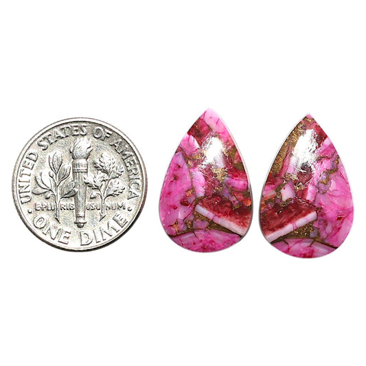 Natural Kingman Pink Dahlia Turquoise 12.5x19.2x3.5 mm Pear Shape Polished Gemstone LS99-010099