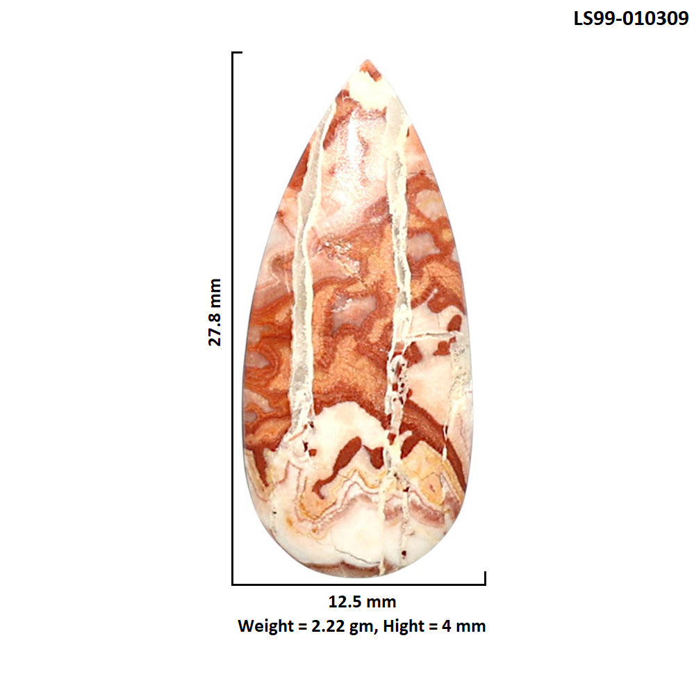 Natural Rosetta Picture Jasper 12.5x27.8x4 mm Pear Shape Polished Gemstone LS99-010309