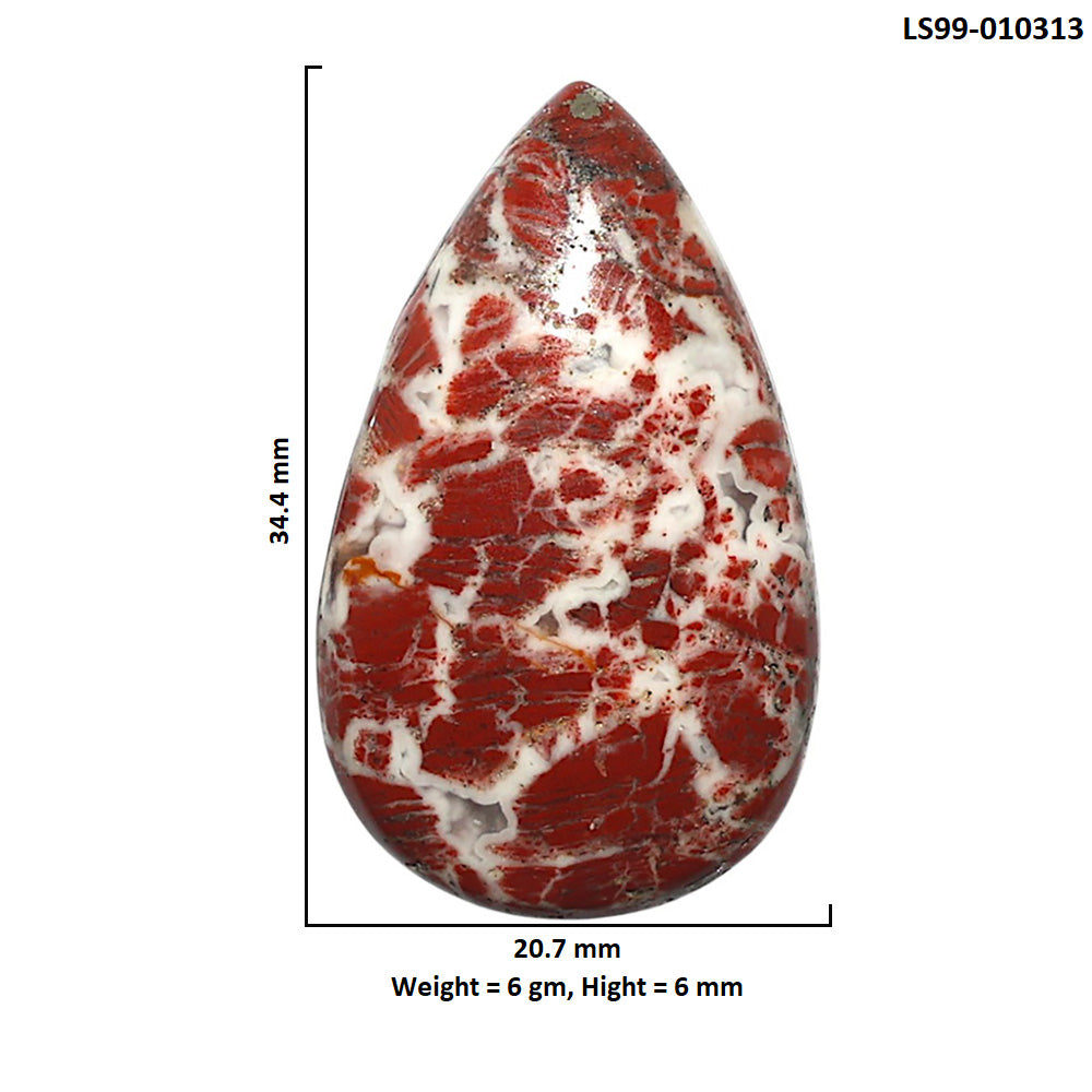 Natural Money Agate 20.7x34.4x6 mm Pear Shape Polished Gemstone LS99-010313