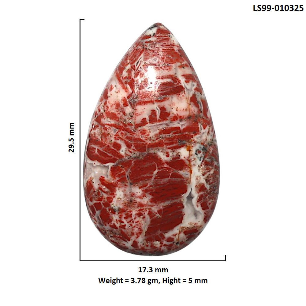 Natural Money Agate 17.3x29.5x5 mm Pear Shape Polished Gemstone LS99-010325