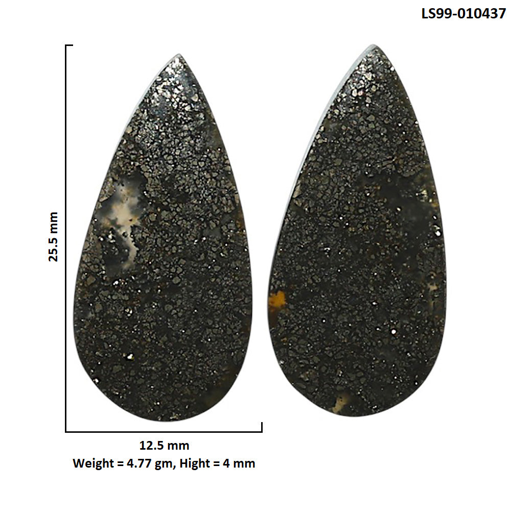 Natural Nipomo Marcasite Agate 12.5x25.5x4 mm Pear Shape Polished Gemstone LS99-010437