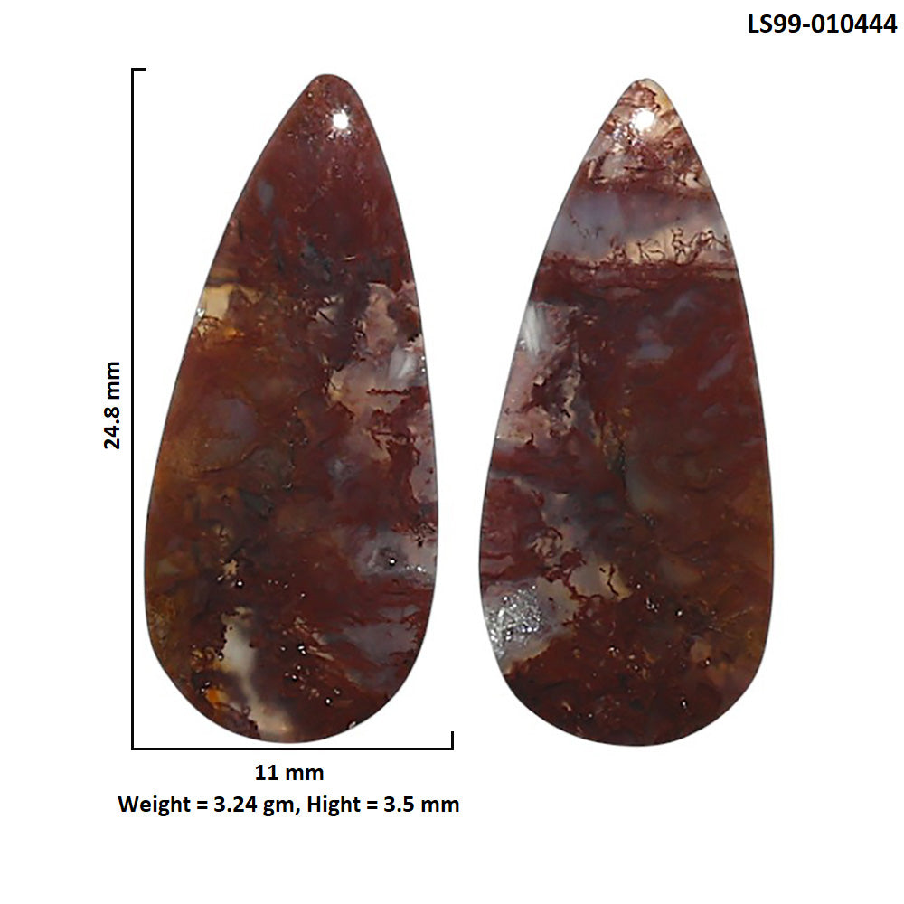 Natural Texas Moss Agate 11x24.8x3.5 mm Pear Shape Polished Gemstone LS99-010444