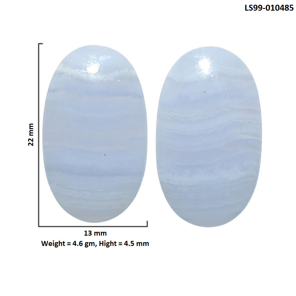 Natural Blue Lace Agate 13x22x4.5 mm Oval Shape Polished Gemstone LS99-010485