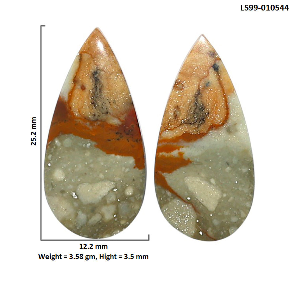 Natural Rocky Butte Picture Jasper 12.2x25.2x3.5 mm Pear Shape Polished Gemstone LS99-010544