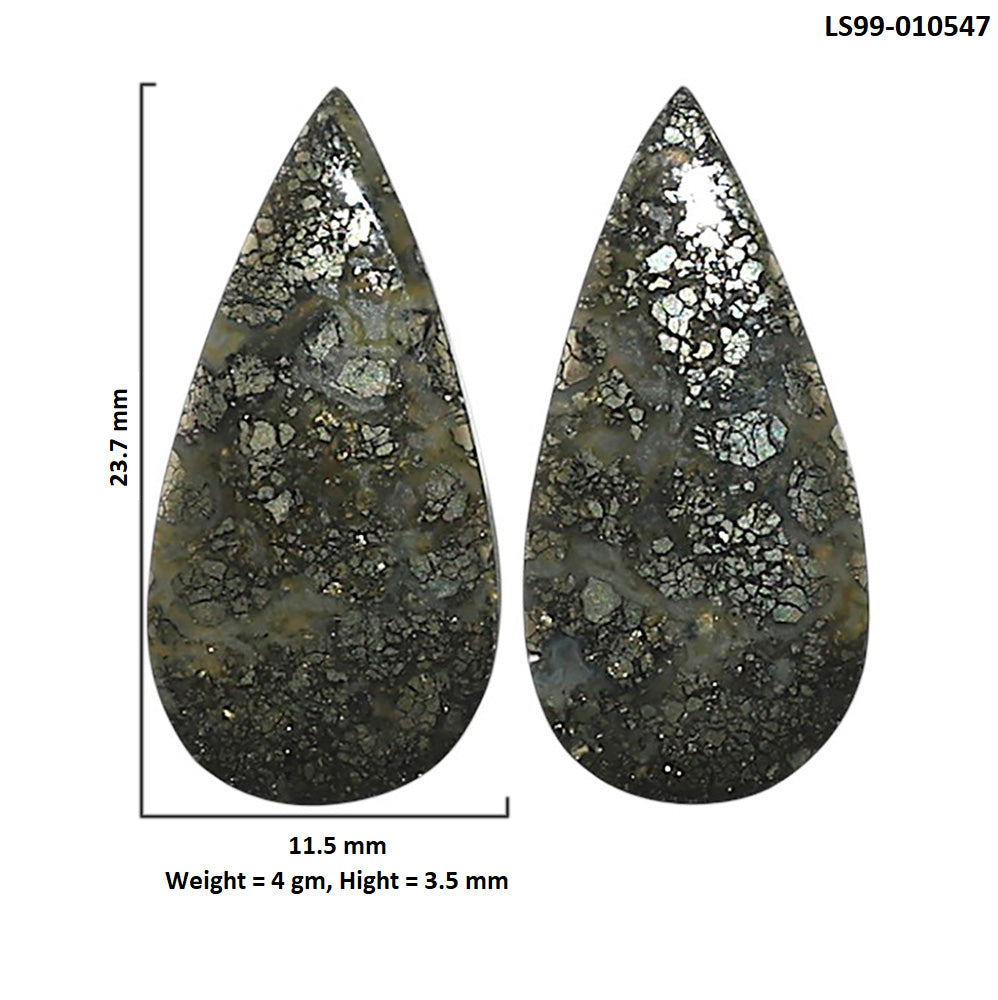 Natural Nipomo Marcasite Agate 11.5x23.7x3.5 mm Pear Shape Polished Gemstone LS99-010547