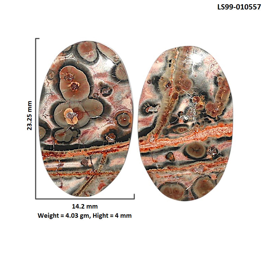 Natural Leopard Skin Jasper 14.2x23.25x4 mm Oval Shape Polished Gemstone LS99-010557