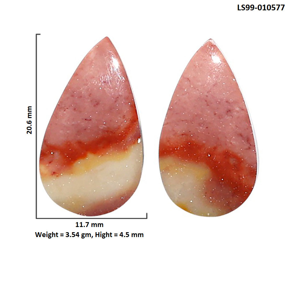 Natural Red Mookaite 11.7x20.6x4.5 mm Pear Shape Polished Gemstone LS99-010577