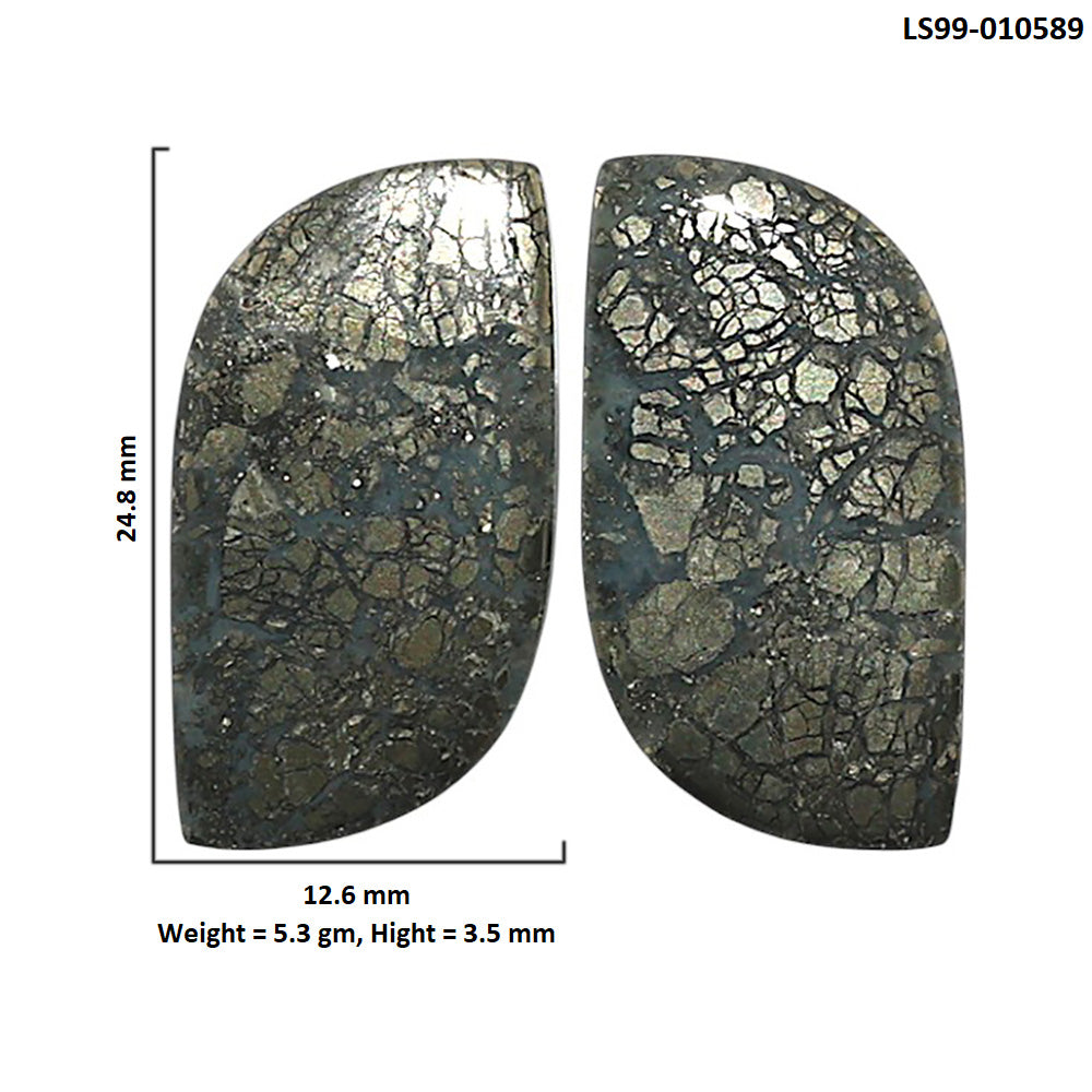 Natural Nipomo Marcasite Agate 12.6x24.8x3.5 mm Fancy Shape Polished Gemstone LS99-010589